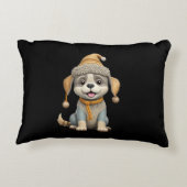 Schattigee hond met winterkleding accent kussen (Achterkant)