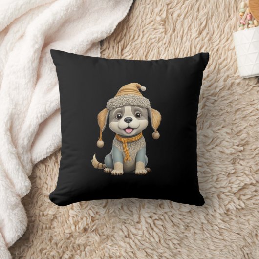 Schattigee hond met winterkleding kussen (Deken)