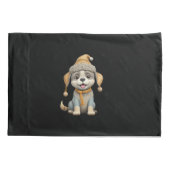 Schattigee hond met winterkleding kussensloop (Achterkant)