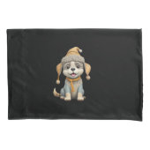 Schattigee hond met winterkleding kussensloop (Voorkant)