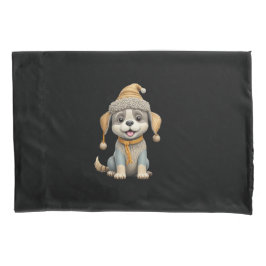 Schattigee hond met winterkleding kussensloop