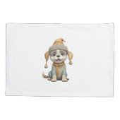 Schattigee hond met winterkleding kussensloop (Achterkant)