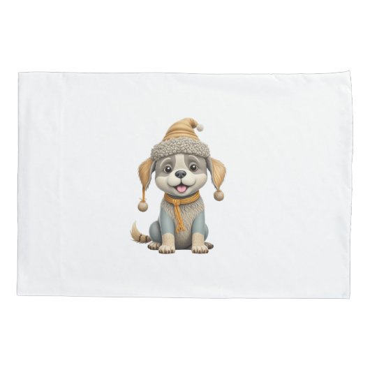 Schattigee hond met winterkleding kussensloop (Achterkant)