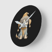 Schattigee hond met winterkleding ronde klok (Hoek)