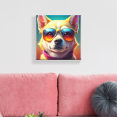 Schattigee hond met zonnebril canvas afdruk (Insitu (Woonkamer))
