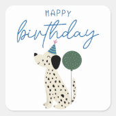 Schattigee Hond Modern Happy Birthday Vierkante Sticker (Voorkant)
