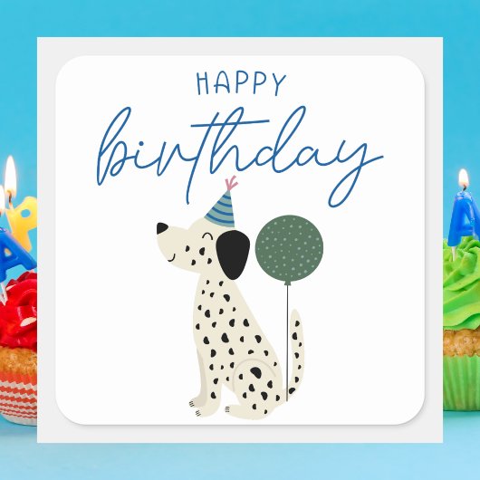 Schattigee Hond Modern Happy Birthday Vierkante Sticker