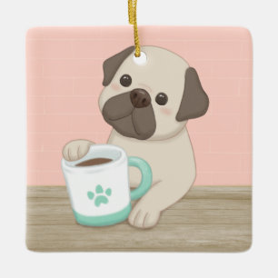 Schattigee Hond & Mok Illustratie Kunst Keramisch Ornament