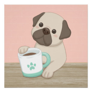Schattigee Hond & Mok Illustratie Kunst Perfect Poster