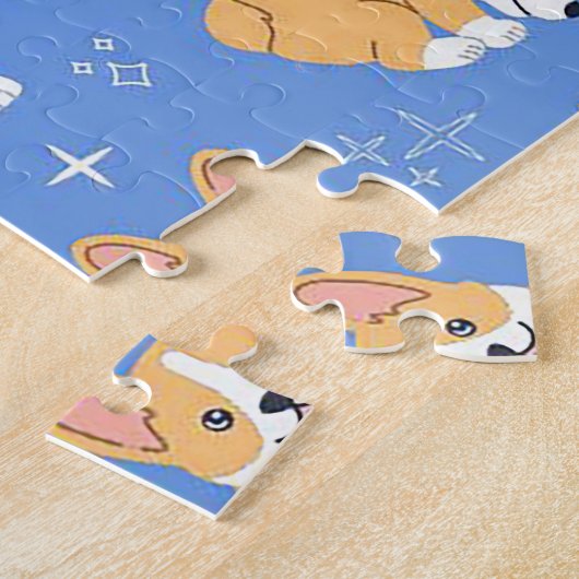 Schattigee hond op blauwe achtergrond legpuzzel (Zijkant)