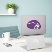 Schattigee hond, paarse en aqua, "Laten we spelen! Sticker (Laptop op bureau)