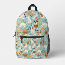 Schattigee Hond Pasen Patroon op Blauwgroen Bedrukte Rugzak