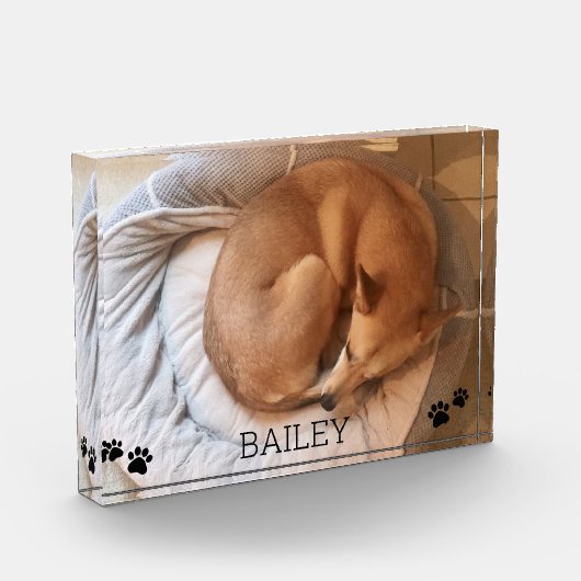 Schattigee Hond Pet Fotonaam Pawprints Fotoblok (Links)