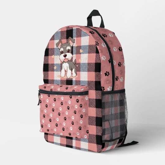 Schattigee Hond Print Cut Naaizak Bedrukte Rugzak (Achterkant Hoek Rechts)