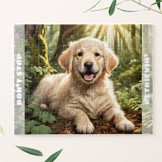 Schattigee hond Puppy Golden Retriever Custom Naam Legpuzzel