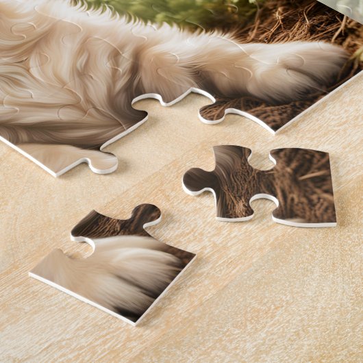 Schattigee hond Puppy Golden Retriever Custom Naam Legpuzzel (Zijkant)