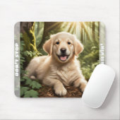 Schattigee hond Puppy Golden Retriever Custom Naam Muismat (Met muis)