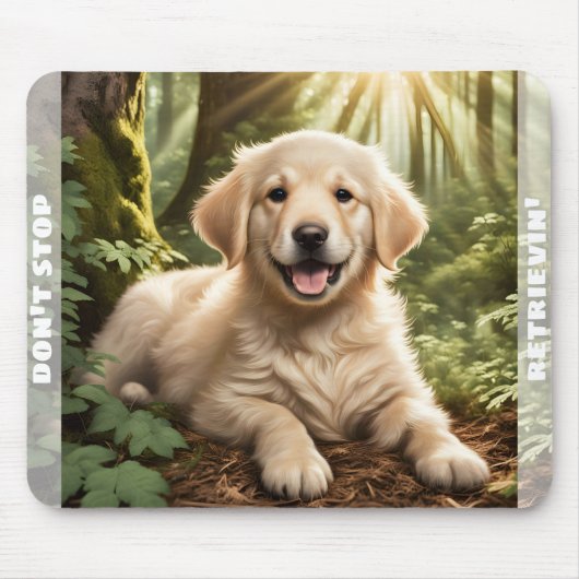 Schattigee hond Puppy Golden Retriever Custom Naam Muismat (Voorkant)