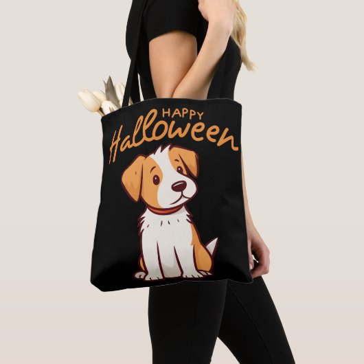 Schattigee Hond Puppy Happy Hallowen Tote Bag (Dichtbij)