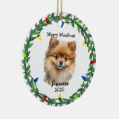 Schattigee hond/puppy pomerans monogram Ornament (Rechts)