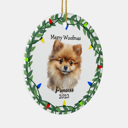 Schattigee hond/puppy pomerans monogram Ornament (Rechts)
