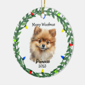 Schattigee hond/puppy pomerans monogram Ornament (Links)