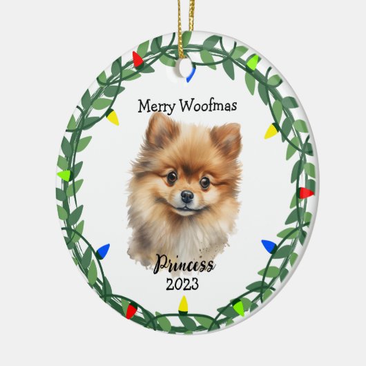 Schattigee hond/puppy pomerans monogram Ornament (Links)