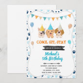 Schattigee hond puppy verjaardagsuitnodiging kaart (Voorkant / Achterkant)