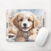 Schattigee Hond Puppy Winter Sneeuw Aangepaste Naa Muismat (Met muis)