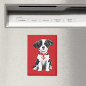 Schattigee hond Red Heart Love Magneet (Insitu (Vaatwasser))