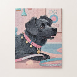 Schattigee hond roze blauw bling hond moeder legpuzzel