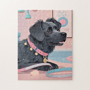 Schattigee hond roze blauw bling hond moeder legpuzzel