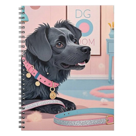 Schattigee hond roze blauw bling hond moeder notitieboek (Voorkant)