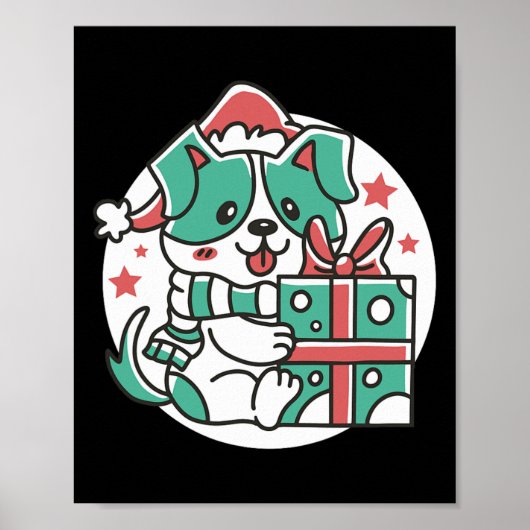 Schattigee hond Santa Hat - Grappige kerst Poster (Voorkant)