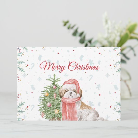 Schattigee Hond Santa Pet Christmas Dank u Bedankkaart (Staand voorkant)