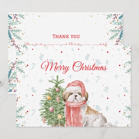 Schattigee Hond Santa Pet Christmas Dank u Bedankkaart (Voorkant / Achterkant)