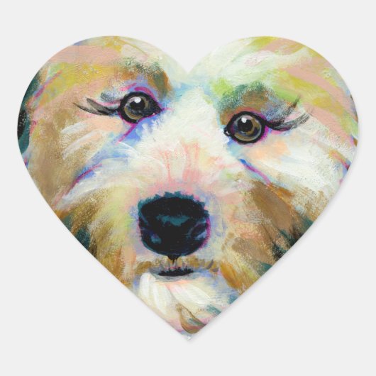 Schattigee hond schattig gezicht leuk kleurrijk ku hart sticker (Voorkant)