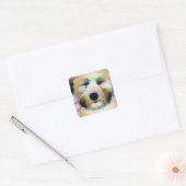 Schattigee hond schattig gezicht leuk kleurrijk ku vierkante sticker (Envelop)