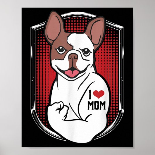 Schattigee hond Tattoo Ik hou van mama Poster (Voorkant)