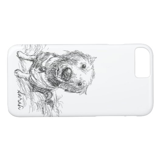Schattigee Hond Tekenen Zwart Wit Scribble Naam Case-Mate iPhone Case (Achterkant (Horizontaal))