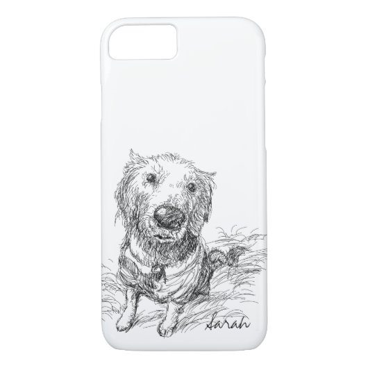 Schattigee Hond Tekenen Zwart Wit Scribble Naam Case-Mate iPhone Case (Achterkant)
