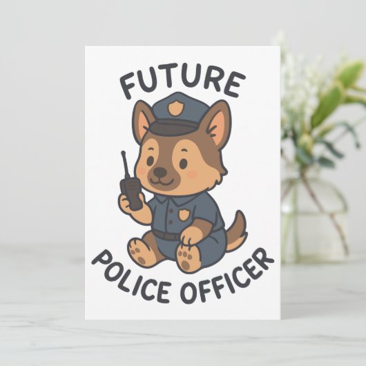 Schattigee hond toekomstige politieagent thema kaart (Staand voorkant)