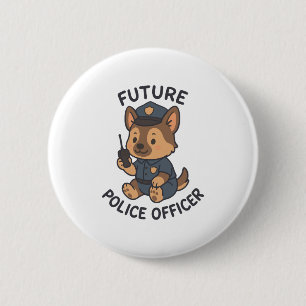 Schattigee hond toekomstige politieagent thema ronde button 5,7 cm