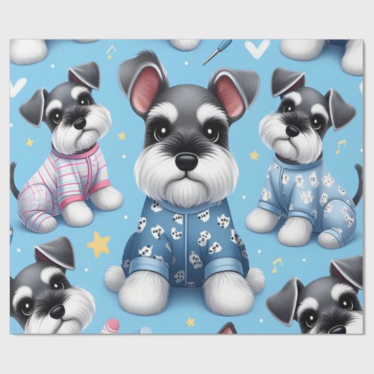 Schattigee hond van Schnauzer Animal Pattern Cadeaupapier (Vlak)