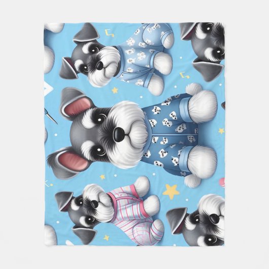 Schattigee hond van Schnauzer Animal Pattern Fleece Deken (Voorkant)