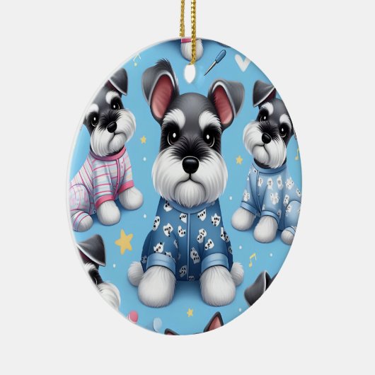 Schattigee hond van Schnauzer Animal Pattern Keramisch Ornament (Rechts)