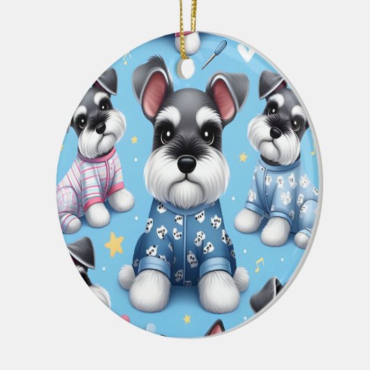 Schattigee hond van Schnauzer Animal Pattern Keramisch Ornament (Links)