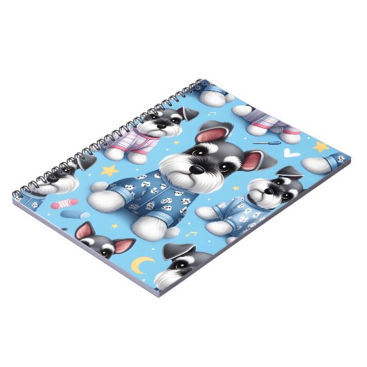 Schattigee hond van Schnauzer Animal Pattern Notitieboek (Linkerzijde)