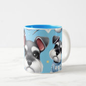 Schattigee hond van Schnauzer Animal Pattern Tweekleurige Koffiemok (Voorkant rechts)