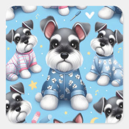 Schattigee hond van Schnauzer Animal Pattern Vierkante Sticker